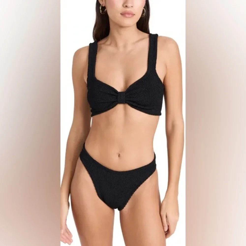 Hunza G Bonnie 2pc Bikini Set Black Swimwear OS NWT 255$ - Picture 8 of 12
